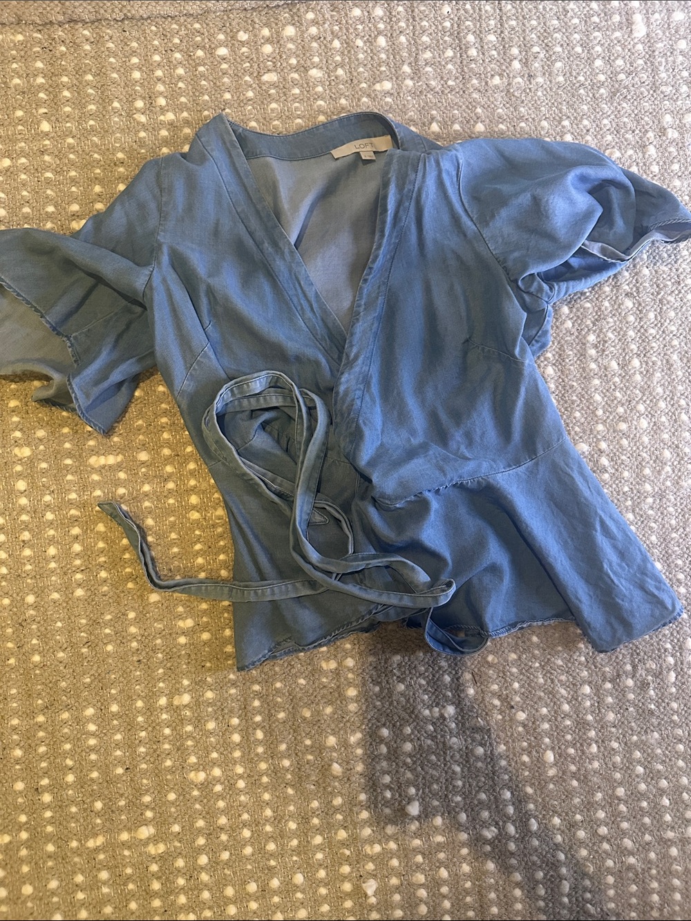 LOFT Light Blue Wrap Blouse - Picture 2 of 4